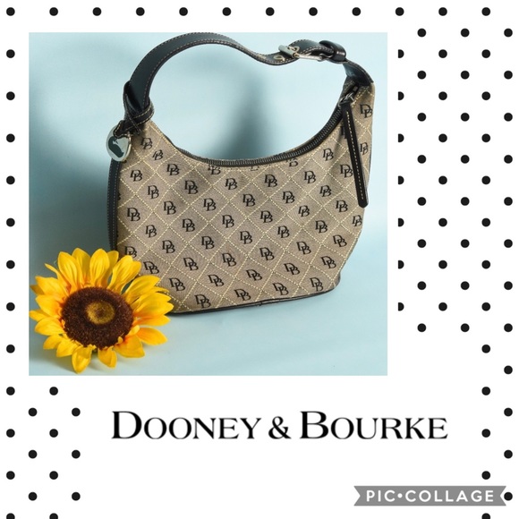 Dooney & Burke leather trim shoulder handbag, black/grey, vintage - Picture 4 of 9
